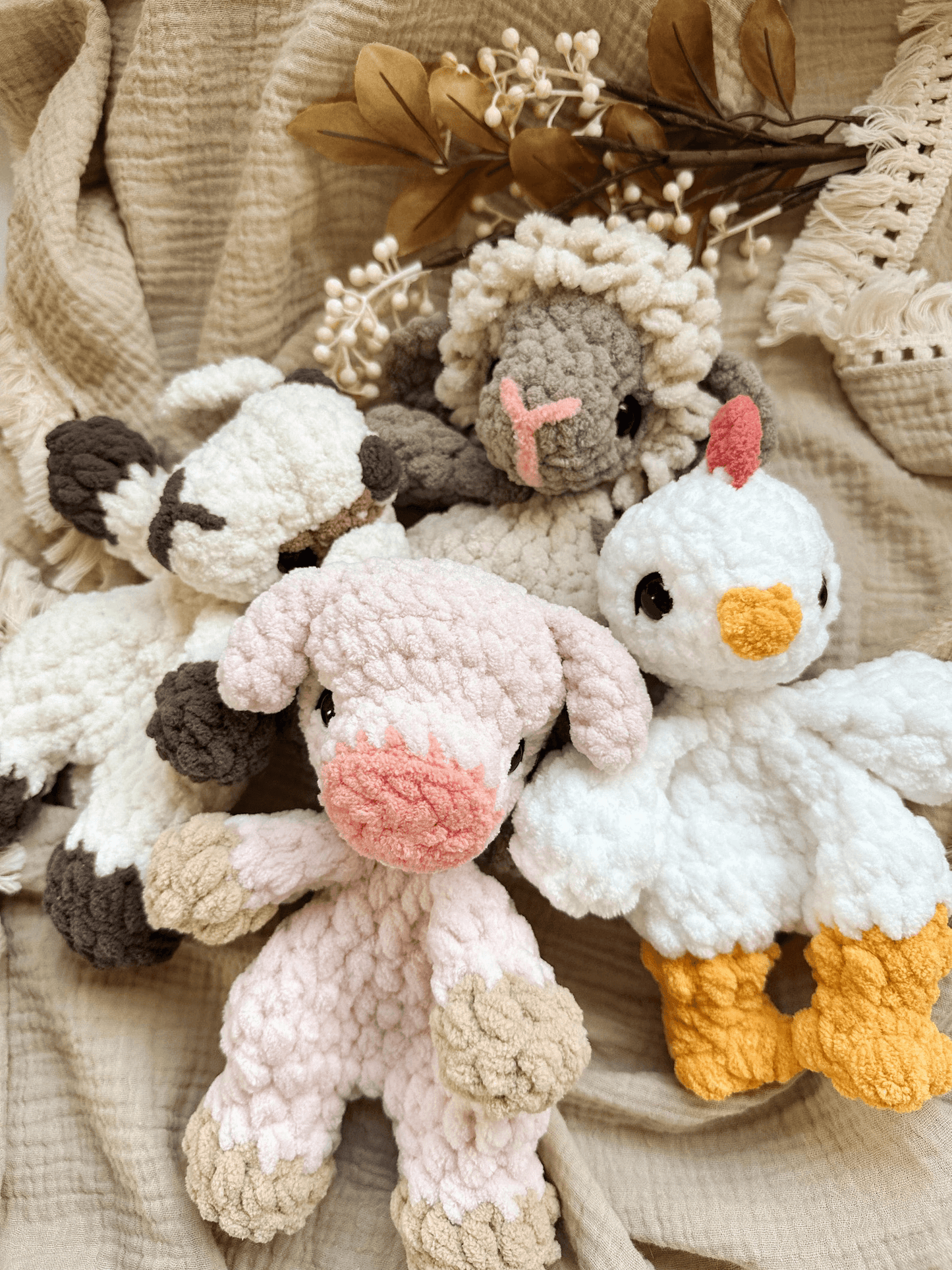 BUNDLE Itty Farm Babies Crochet Patterns | No Sew & Low Sew Crochet Amigurumi Pattern | Polli, Cluck, Lenni & Grae