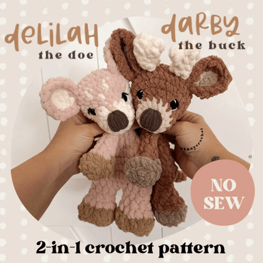 Darby the Buck & Delilah the Doe | No-Sew & Low-Sew Deer Amigurumi Crochet Patterns | Cute & Easy Crochet